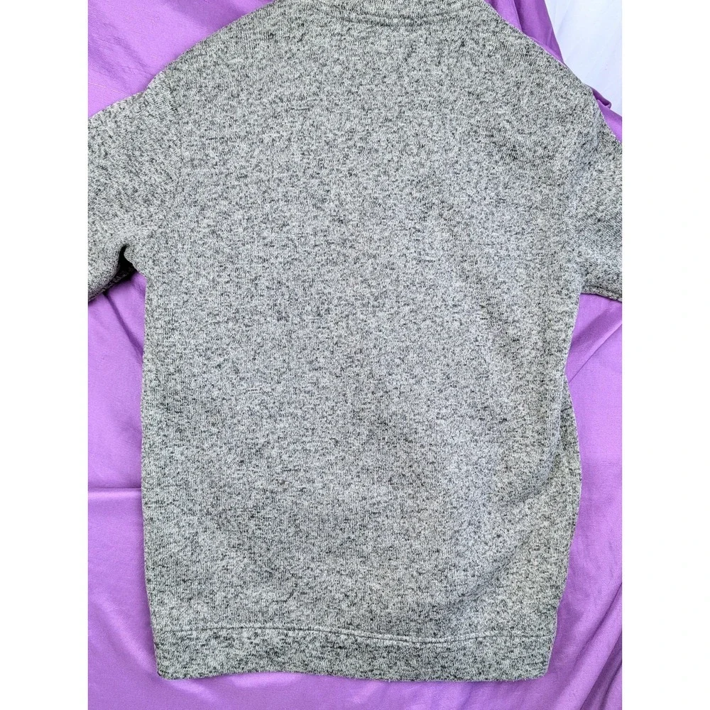 Eddie Bauer Mens Fleece Sweater M Snap Button 1/4 Zip Pullover Heather Charcoal